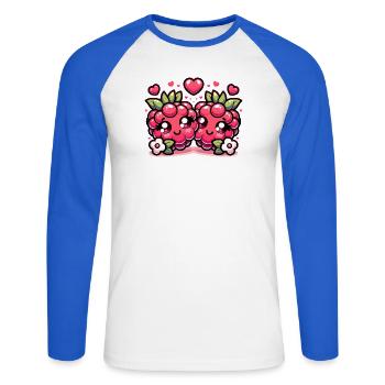 Cute T-shirt design with raspberries - Unisex Long Sleeve Baseball T-Shirt - white/royal blue - Front - Nik (191cm)