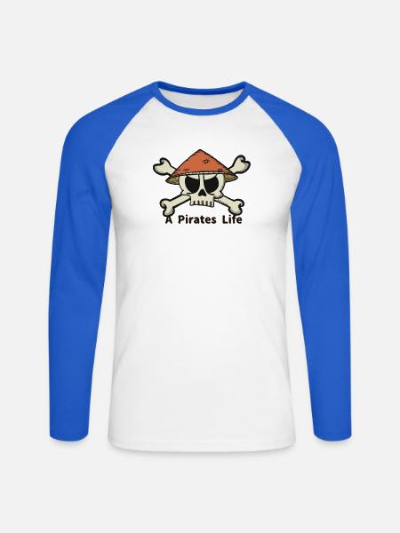A Pirates Life logo - Unisex Baseballshirt langarm - Weiß/Royalblau