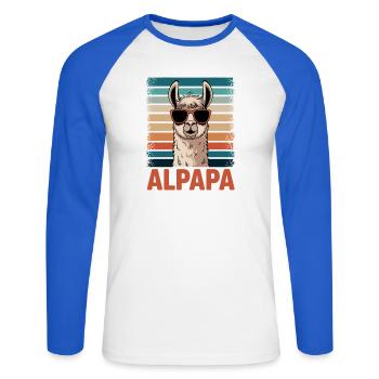 Dad Alpaca Dad Funny Llama Father's Day Gift - Unisex Long Sleeve Baseball T-Shirt - white/royal blue - Front - Nik (191cm)