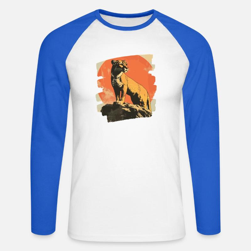 Lion from mountain Retro - Unisex Baseballshirt langarm - Weiß/Royalblau