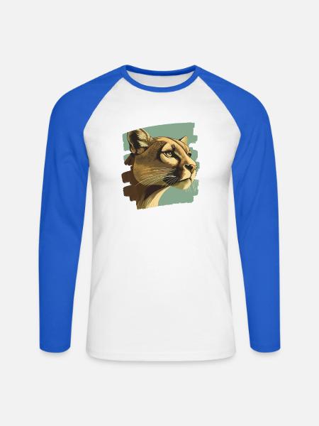 Lion from mountain Retro - Unisex Long Sleeve Baseball T-Shirt - white/royal blue