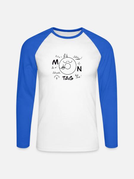 Monday Blues - Unisex Long Sleeve Baseball T-Shirt - white/royal blue