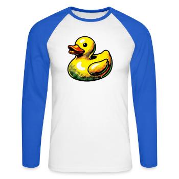 Duckling Duck Duck Duck - Unisex Long Sleeve Baseball T-Shirt - white/royal blue - Front - Nik (191cm)