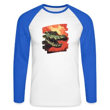 Crocodile - Unisex Long Sleeve Baseball T-Shirt - white/royal blue - Front - Nik (191cm)