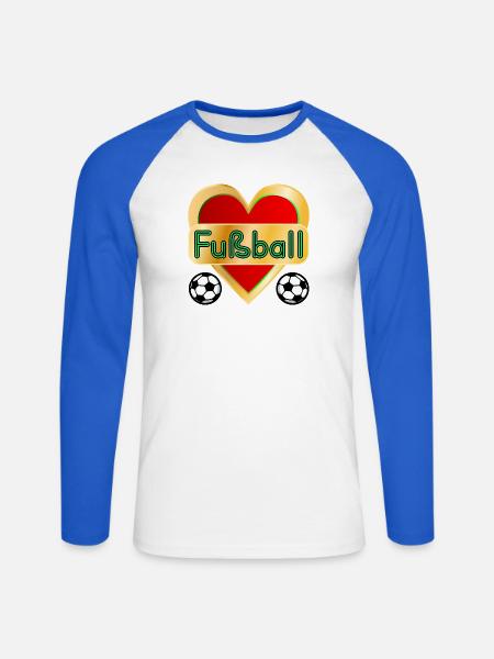 HERZ FUßBALL - Unisex Baseballshirt langarm - Weiß/Royalblau