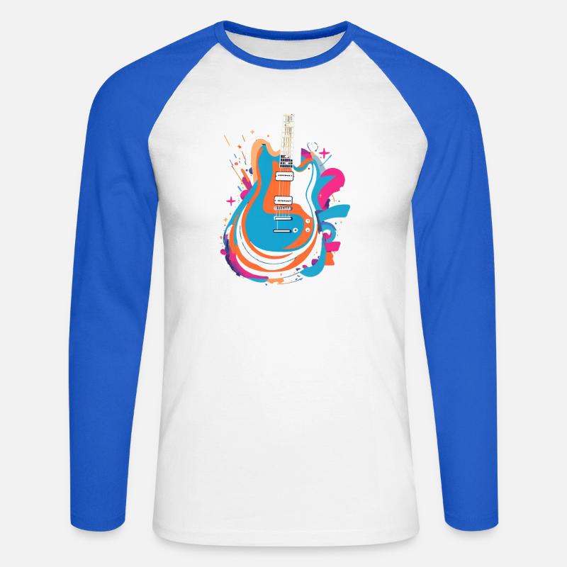 Bunte E-Gitarre - Unisex Baseballshirt langarm - Weiß/Royalblau