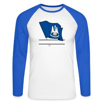 Flag Lousiane text banner - Unisex Long Sleeve Baseball T-Shirt - white/royal blue - Front - Nik (191cm)