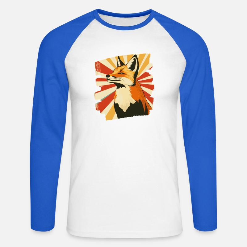 Fuchs - Unisex Baseballshirt langarm - Weiß/Royalblau