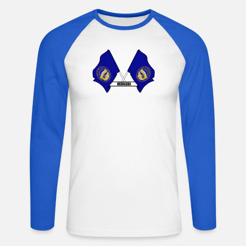 wee flags text NEBRASKA - Unisex Baseballshirt langarm - Weiß/Royalblau
