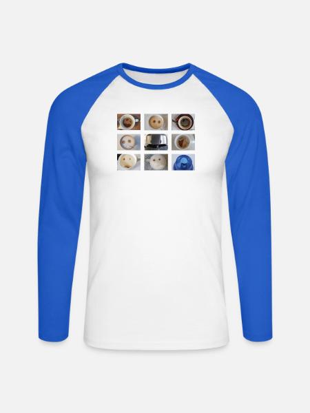 Kaffee Pareidolia - Unisex Baseballshirt langarm - Weiß/Royalblau