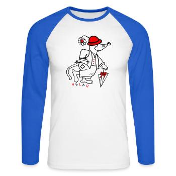 Fasching - Unisex Baseballshirt langarm - Weiß/Royalblau - Vorne - Nik (191cm)