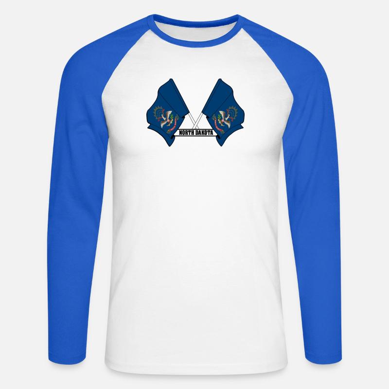 wee flags text NORTH DAKOTA - Unisex Baseballshirt langarm - Weiß/Royalblau