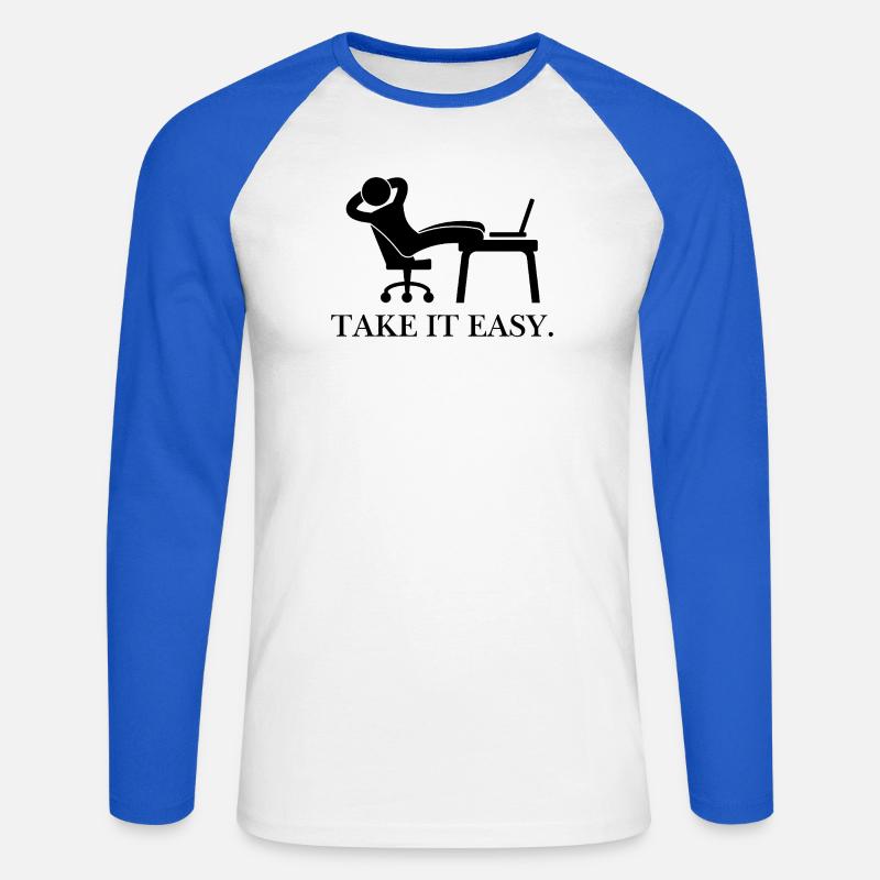 Take it easy. - Unisex Baseballshirt langarm - Weiß/Royalblau
