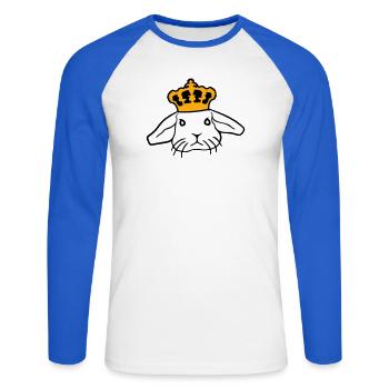 Royal Bunny Crown King Queen Prince Princess - Unisex Long Sleeve Baseball T-Shirt - white/royal blue - Front - Nik (191cm)