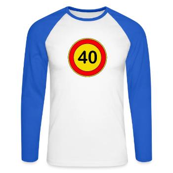 40th birthday , 40 years , traffic sign yellow - Unisex Long Sleeve Baseball T-Shirt - white/royal blue - Front - Nik (191cm)