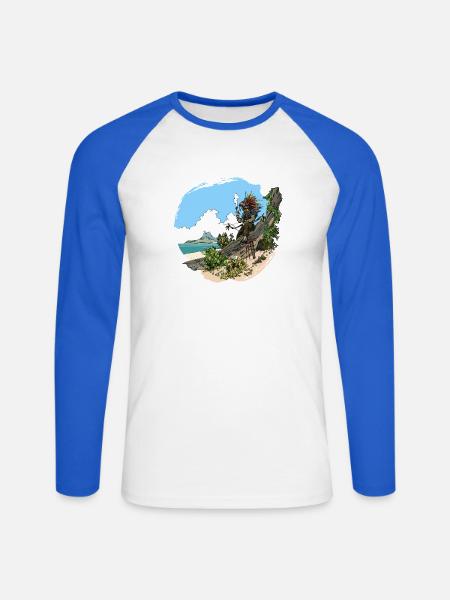 Stammes-Küstenfelsenfischer - Unisex Baseballshirt langarm - Weiß/Royalblau