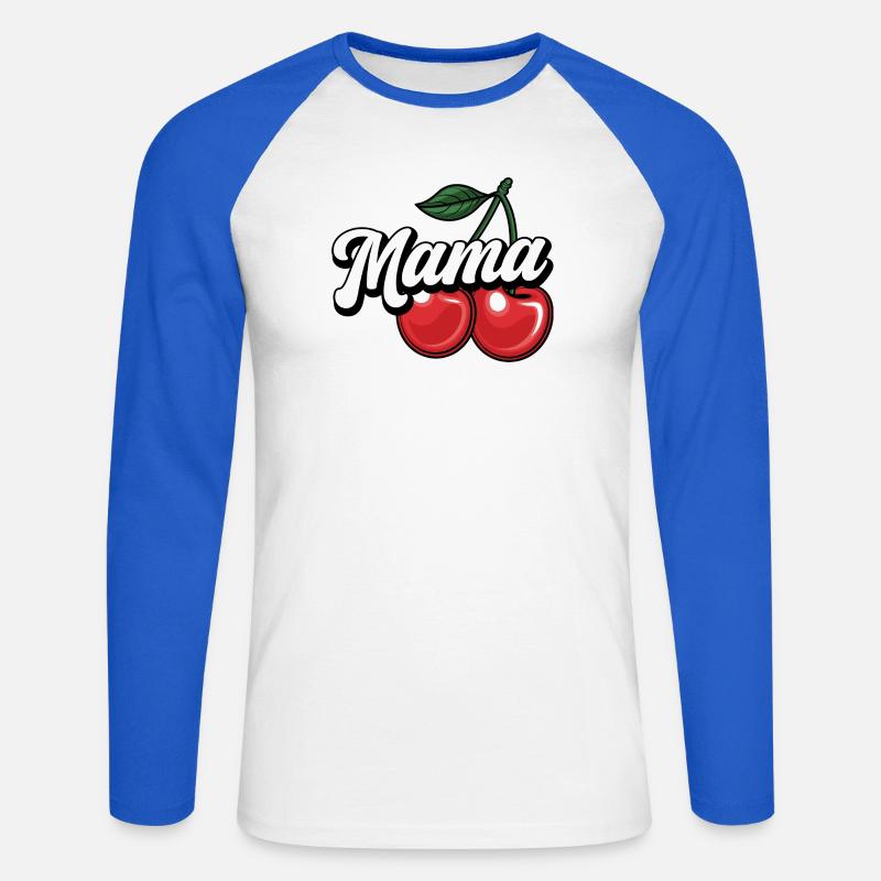 Mama Kirsche – Süßes & Stylisches Mama-Design - Unisex Baseballshirt langarm - Weiß/Royalblau