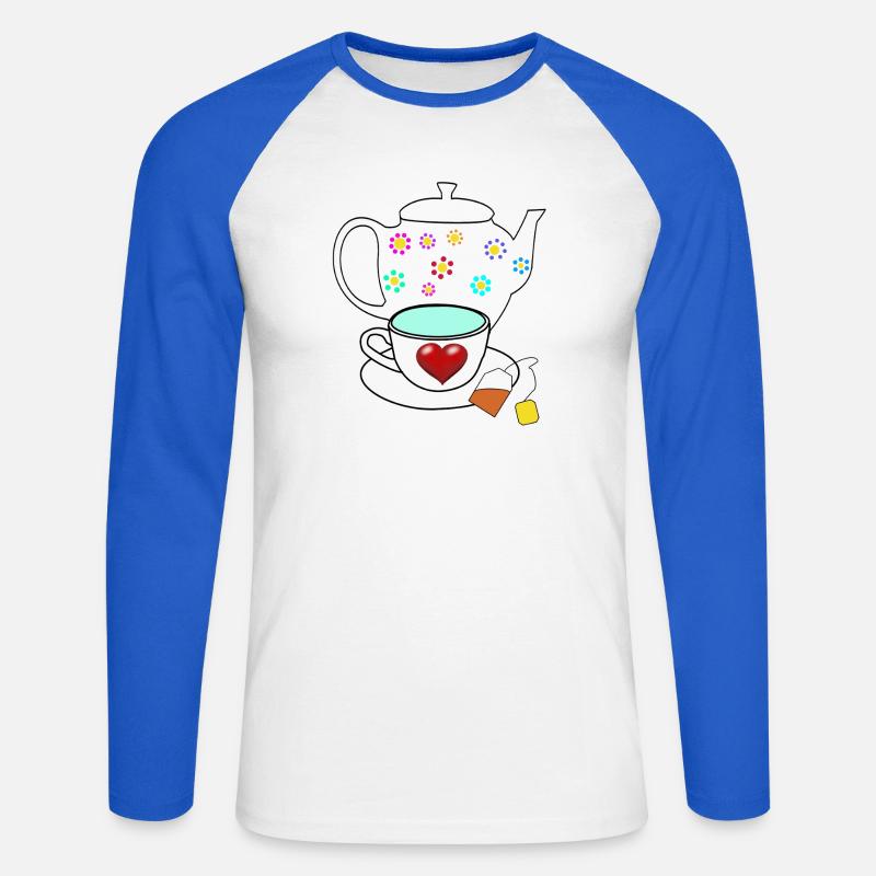 Tee Teekanne Teebeutel Tasse - Unisex Baseballshirt langarm - Weiß/Royalblau