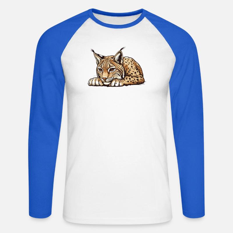 Luchs - Unisex Baseballshirt langarm - Weiß/Royalblau