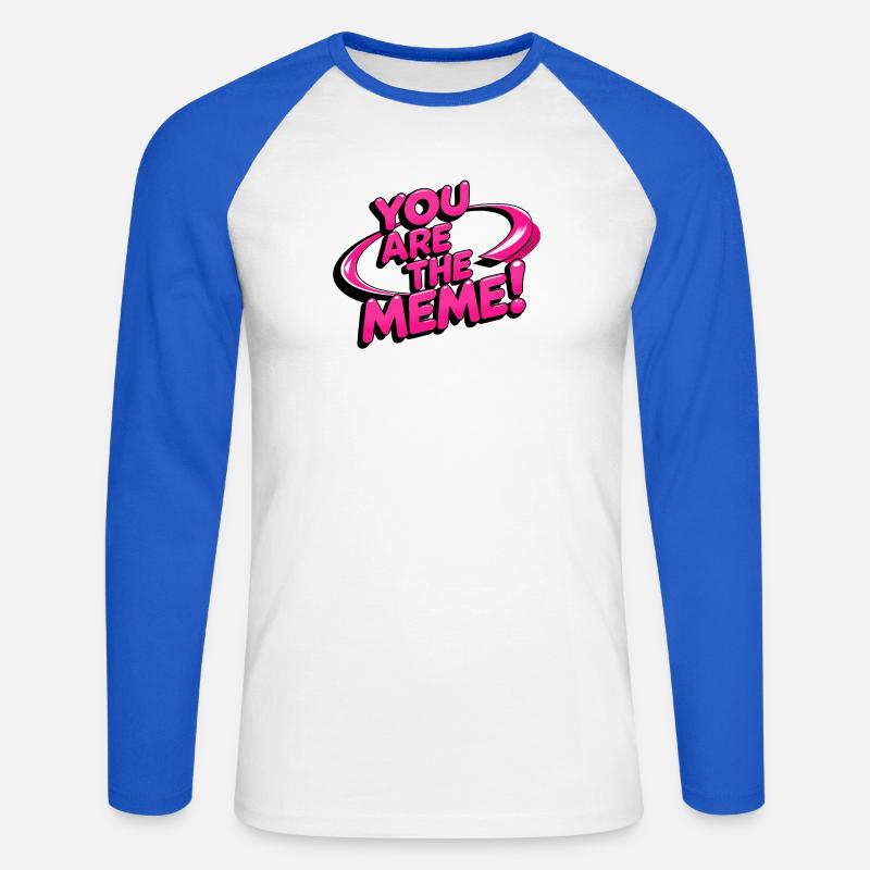 Tu sei il Meme - Maglia da baseball a manica lunga da uomo - bianco/blu royal