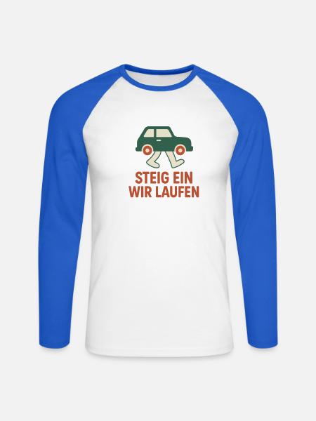 Steig ein, wir laufen - Unisex Baseballshirt langarm - Weiß/Royalblau