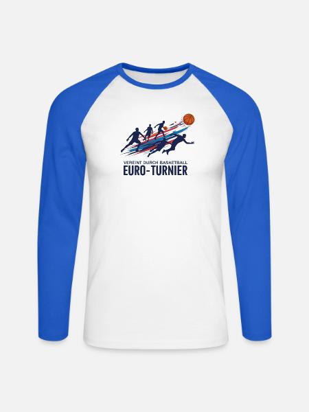 Basketball Turnier - Unisex Baseballshirt langarm - Weiß/Royalblau