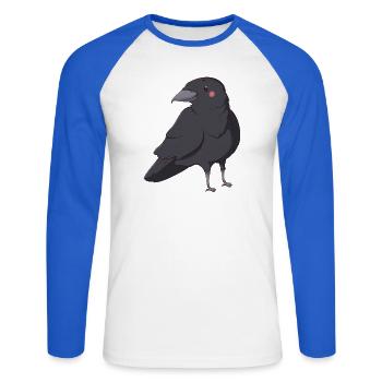 Rabe - Unisex Baseballshirt langarm - Weiß/Royalblau - Vorne - Nik (191cm)