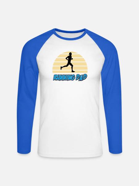 Running dad - T-shirt baseball manches longues Homme - blanc/bleu royal