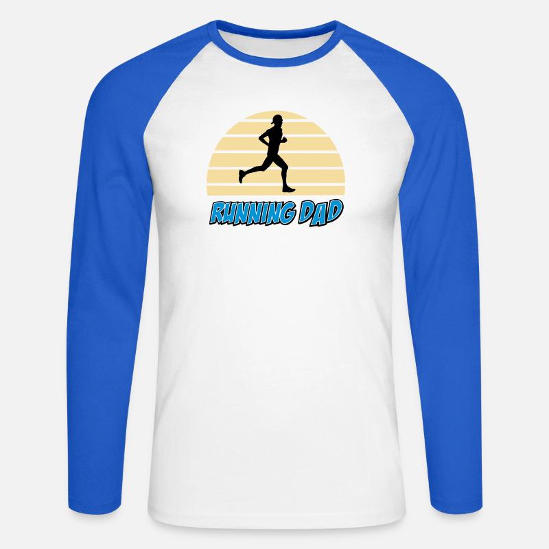 Running dad - T-shirt baseball manches longues Homme - blanc/bleu royal