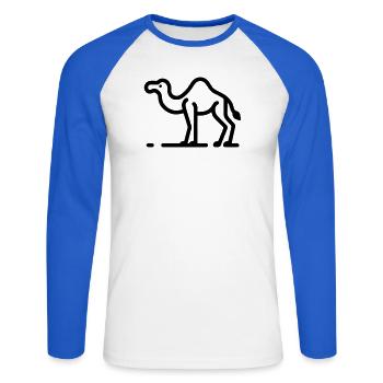 Chameau - T-shirt baseball manches longues Homme - blanc/bleu royal - Devant - Nik (191cm)