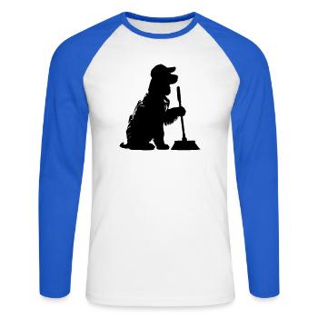 WorkCocker - Unisex Baseballshirt langarm - Weiß/Royalblau - Vorne - Nik (191cm)