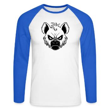 Hyène - T-shirt baseball manches longues Homme - blanc/bleu royal - Devant - Nik (191cm)