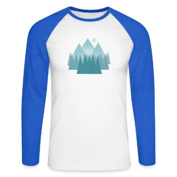 Astral mountain landscape in blue tones - Unisex Long Sleeve Baseball T-Shirt - white/royal blue - Front - Nik (191cm)