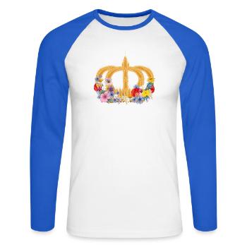 Crown of wheat with flowers – symbol of nature and harvest - Unisex Long Sleeve Baseball T-Shirt - white/royal blue - Front - Nik (191cm)