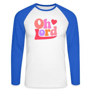 Oh Lord - Unisex Long Sleeve Baseball T-Shirt - white/royal blue - Front - Nik (191cm)