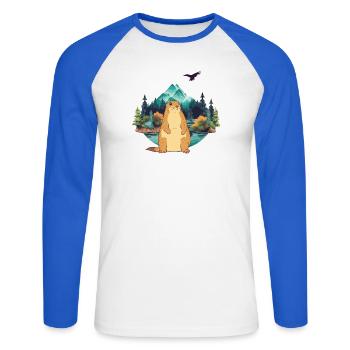 Marmot - Unisex Long Sleeve Baseball T-Shirt - white/royal blue - Front - Nik (191cm)