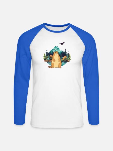 Murmeltier - Unisex Baseballshirt langarm - Weiß/Royalblau