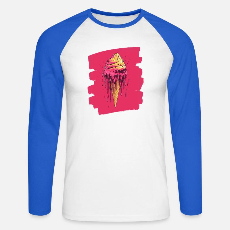 Eiscreme Eis - Unisex Baseballshirt langarm - Weiß/Royalblau