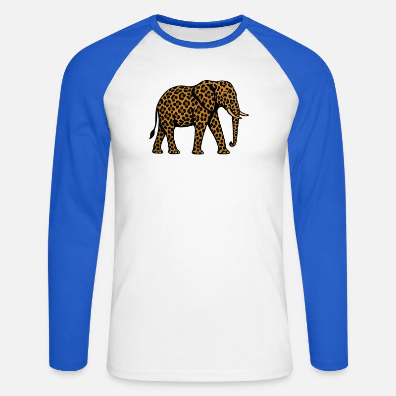 Leopard Elephant Pattern - Unisex Long Sleeve Baseball T-Shirt - white/royal blue