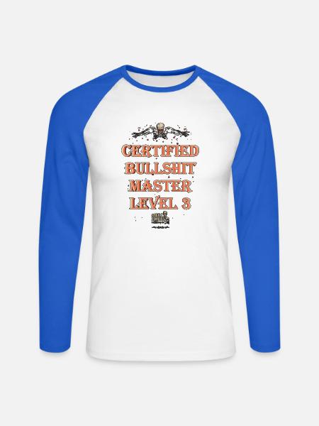 Certified Bullshit Master Level 3 - Unisex Long Sleeve Baseball T-Shirt - white/royal blue