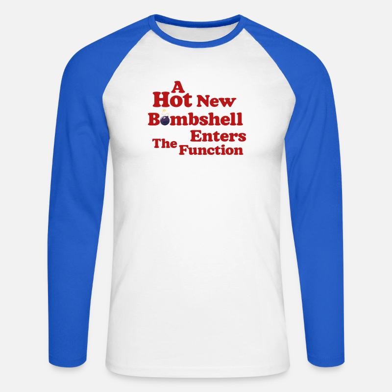 Bombshell at the Function - Unisex Long Sleeve Baseball T-Shirt - white/royal blue