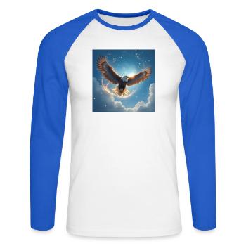 Power Animal Eagle in the Sky - Unisex Long Sleeve Baseball T-Shirt - white/royal blue - Front - Nik (191cm)