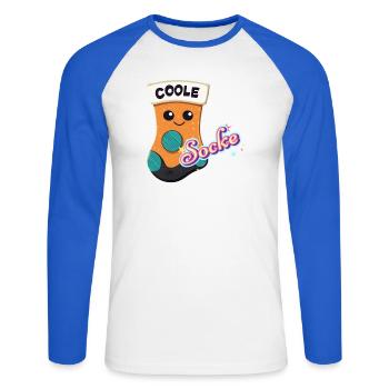 Cool sock - Unisex Long Sleeve Baseball T-Shirt - white/royal blue - Front - Nik (191cm)