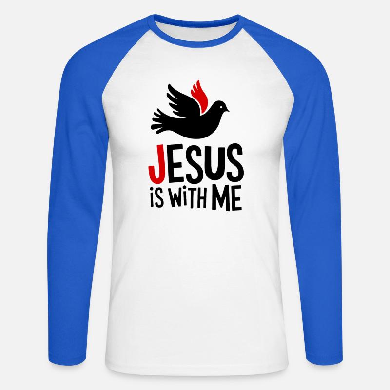 Jesus is with me - Unisex Baseballshirt langarm - Weiß/Royalblau