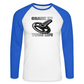 Crank Up Your Life design for bike lovers - Unisex Long Sleeve Baseball T-Shirt - white/royal blue - Front - Nik (191cm)