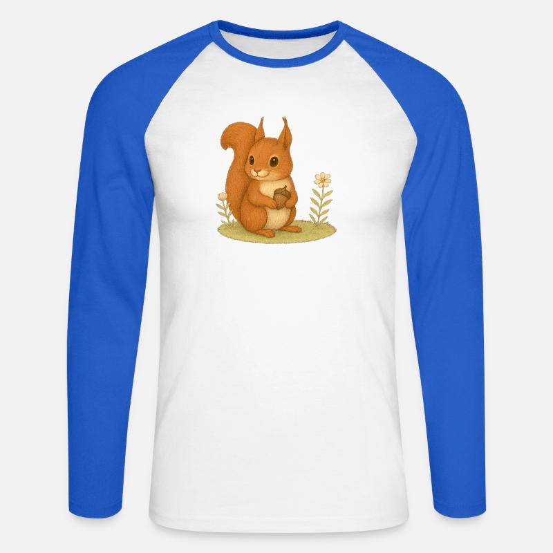 Nordischer Wald - Eichhörnchen - Unisex Baseballshirt langarm - Weiß/Royalblau