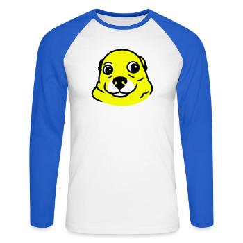 Anxious Dog in Pop Art Style - Unisex Long Sleeve Baseball T-Shirt - white/royal blue - Front - Nik (191cm)