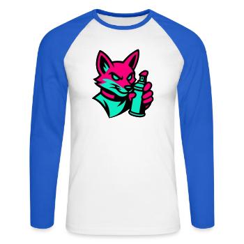 Graffiti Fuchs - Unisex Baseballshirt langarm - Weiß/Royalblau - Vorne - Nik (191cm)