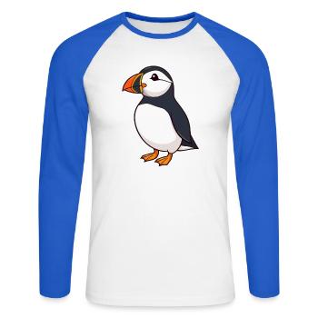 Macareux Papageientaucher - T-shirt baseball manches longues Homme - blanc/bleu royal - Devant - Nik (191cm)