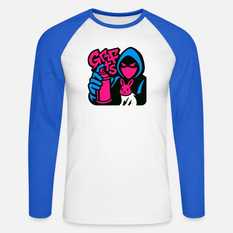 Graffiti Rabbit blue/pink - Unisex Baseballshirt langarm - Weiß/Royalblau